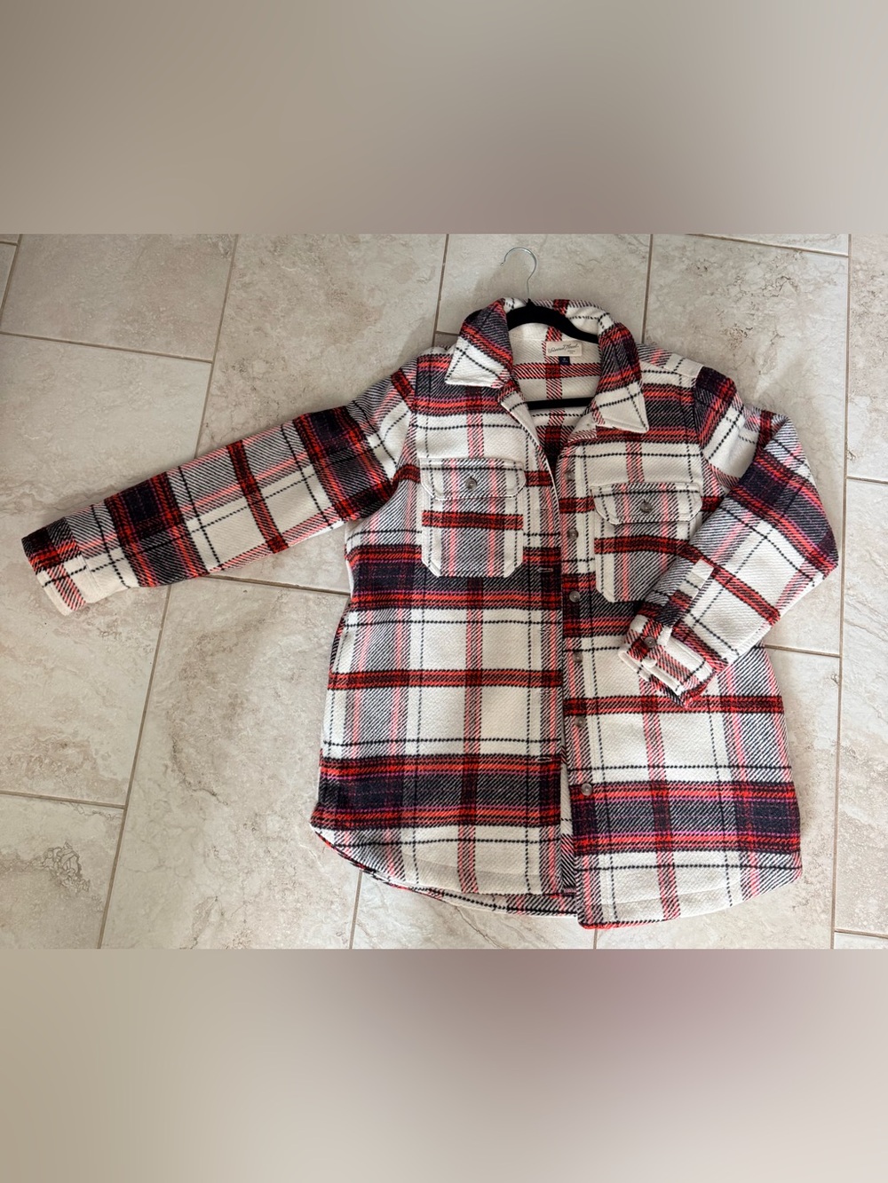 Universal Thread Red Black White Plaid Shacket Jacket